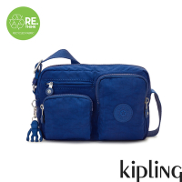 Kipling 夏日靛青藍實用多前袋側肩包-ALBENA