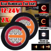 2pcs LED 12-24V Truck Rear Light 4/5 Car Trailer Lorry RV Bus 4in1 Dynamic Tail Trun Signal Reverse Lamp Brake Stop Taillight