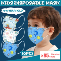 10PCS Kawaii N95 Dust Face Mask for Kids Cartoon Kn95 Masks N95 Respirator Baby 4 Layer Fabric Reusable Children Mouth Mask