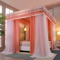 High-end Double-layer Home Blackout Bed Curtain Large Space Three-door Floor-standing Mosquito Net Bedroom Decor Mosquito Net