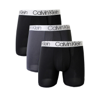 【Calvin Klein】CK超細纖維長版四角男內褲三件組(黑灰色系)