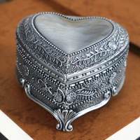 Small Pewter Engraved Heart Jewelry Ring Box