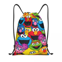 Custom Sesame Street Cookie Monster Drawstring Bags for Training Yoga Backpacks Men Women Happy Elmo Sports Gym Sackpack