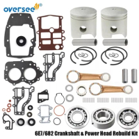 6E7/682 Crankshaft &amp; Power Head Rebuild Kit For Yamaha 2T 9.9 15HP 2Cyl 9.9C 15B Outboard Engine