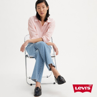 Levis 女款 501 90S高腰直筒牛仔褲 / 淺藍開岔 /天絲棉