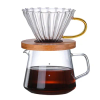 600ML Thickened High Borosilicate Glass Coffee Pot Hand Drip Pot Sharing Pot Filter Coffee Percolator Cup And Funnel Set