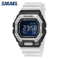 Digital Watch Electronic SMAEL Wrist Watch Shock Stopwatch 50M Waterproof Rectanle Led Clocke 8059 M