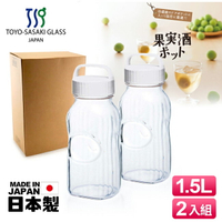 【TOYO-SASAKI GLASS東洋佐佐木】日本製玻璃梅酒瓶2L 2入組 白色  (77861-W)醃漬瓶/保存罐/釀酒瓶/果實瓶