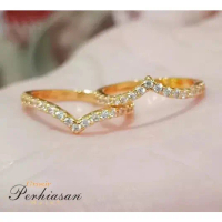 Cincin Xuping Viral Motif Fuji Later V Full Permata Lapis Emas 24K