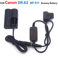 D-TAP Dtap 12-24V To 8V Step-Down Cable+BP-511 Dummy Battery DR-400 DC Coupler ACK-E2 For Canon EOS 20D 30D 40D 5D 50D D30 D60
