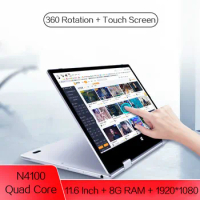 11.6 Inch Touch Screen Laptop 4GB 128G DDR4 Windows 10 Pro Notebook Intel N4100 Quad Core YOGA Netbook 1920x1080 IPS 360° Type-C