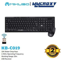 Keyboard & Mouse Wireless Combo Mikuso KB-C019 PASEO, USB Receiver, 104 Water Drop Keys, 2.4GHz, Wor