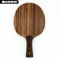 Sanwei TWO FACE Attack &amp; Defence Ebony &amp; Hinoki Surface 6ply+1carbon Table Tennis Blade Defense Racket Ping Pong Bat Paddle