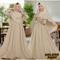 Goldie Shop Gamis Syari Anak ABG Zarina + JILBAB 10 - 13 tahun / Gamis Anak Cewek / Gamis Polos Anak