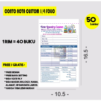 nota olshop custom ukuran 1/4
