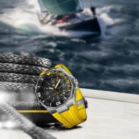 【NSQUARE】愛時 海洋極速者 潛水Diver 探索速度賽艇冒險脈動 碳纖維瑞士機芯自動腕錶(NS-27.4 明黃色)
