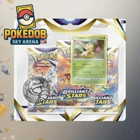 Pokemon Brilliant Stars 3 Pack Blister Blastoise Coin Original Sealed | Promo Leafeon / Glaceon | Po