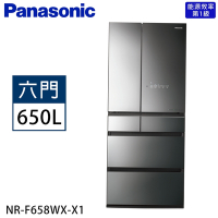 Panasonic國際牌 650公升 一級能效日製無邊框鏡面變頻對開六門冰箱-鑽石黑 NR-F658WX-X1