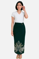 Odza Set Batik Couple Kemeja Rok Lilit Hem Couple Pria Kebaya Wanita Lengan Pendek Jumputan Hitam Pr