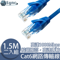 【UniSync】Cat6超高速乙太網路傳輸線 1.5M/2入