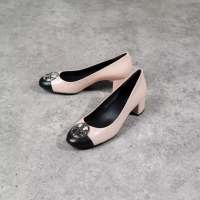 Tory Burch Sepatu TORY BURCH CHELSEA 5CM SHW HALF PINK ROSE BLACK PUMP HEELS 100% ORIGINAL