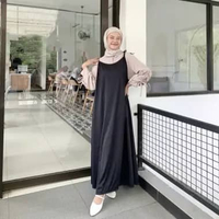 Baju JISO OVERALL OUTER DRESS POLOS KOREAN MAYUNG MUSLIM JUMBO XL XXL XXXL Hitam