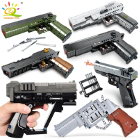 HUIQIBAO Weapon Desert Eagle Revolver Model Gun Plastic Pistol Building Blocks Set Game Bricks Military Toy For Children Boy