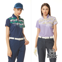 【Lynx Golf】女款銀離子抗菌除臭花草剪影印花UV變色膠印設計短袖立領POLO衫/高爾夫球衫(二色)