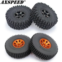 AXSPEED 4PCS 1.0" Wheel Rims Tires Set for 1/24 Axial SCX24, 1/18 TRX4M Bronco Defender RC Micro Crawler Car Parts