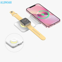 Foldable 2 in 1 Magnetic Wireless Charger with Light for iPhone 13 12 Pro Max Apple Watch 7 6 SE Portable Lamp Wireless Charging