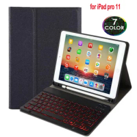 for iPad pro 11 Pencil Holder with Backlit Bluetooth Keyboard Case for Apple iPad pro 11 2018 2020 Cover