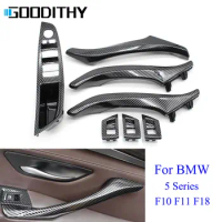 LHD RHD Interior Carbon Fiber Armrest Panel Door Pull Handle Cover Assembly Trim Set For BMW 5 Series F10 F11 520i 523i 525i 528
