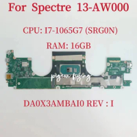 DA0X3AMBAI0 For HP Spectre X360 13-AW000 Laptop Motherboard CPU:I7-1065G7 SRG0N RAM:16GB L77411-601 L77411-001 Mainboard Test OK