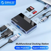 ORICO USB HUB 4K 60Hz Type C to HDMI-compatible VGA RJ45 USB3.0 PD 100W Adapter SD Splitter For macbook pro iPad PC Accessories