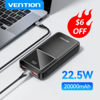 Vention 22.5W Power Bank Fast Charge 20000mAh Portable PowerBank for iPhone 15 Pro Max Xiaomi 10000mAh Portable Battery Charger