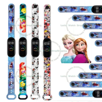 Disney Frozen Elsa Princess Strap Anime Is Suitable for Xiaomi 3/4/5/6/7NFC Mi Band Mickey Printing Wristband Birthday Gifts