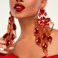 Fashion Exaggerated High-end Sparkling Rhinestone Tassel Runway Accessories jumkha collection Ligh
