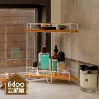 【ikloo】日系雙層竹板角落置物架