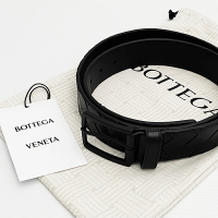 美國百分百【全新真品】BOTTEGA VENETA 真皮編織 皮帶 牛皮 歐洲精品 BV 配件 黑色 BB56