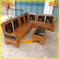 Kursi tamu sudut teratai semut kayu jati kursi ruang tamu jati Furniture