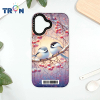 TRON iPhone 16 莓果雪之妖精銀喉長尾山雀 防摔太空載具殼 透白 軟硬 手機殼