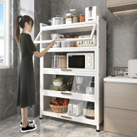 帶柜門廚房置物架落地多層儲物柜微波爐烤箱電器置物柜櫥柜收納架