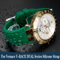 Rubber Watch Band For Versace V-RACE DUAL Series Strap Silicone Watch Accessories 24mm Waterproof Belt Notch Special Concave