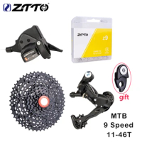 ZTTO MTB Bike 9 Speed 11-46T Cassette Shift Derailleur Hollow Steel 9S Freewheel Sprocket K7 Groupse