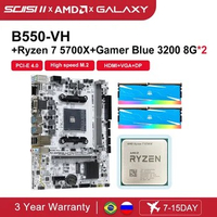 SJS B550-MH Motherboards + kit Ryzen 7 5700X AMD Processor Micro-ATX B550 DDR4 64G placa mae Kit Game blue DDR4 3200MHz 16GB RAM