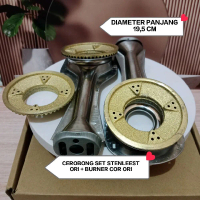TERBARU PAKET ORIGINAL 2 PASANG CEROBONG SET kompor gas NASIONAL,bahan stenleest + burner cor origin