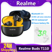 Original Realme Buds T110 Bluetooth 5.4 AI ENC call noise reduction Ture Wireless earphones TWS IPX54 Waterproof Sport Headset