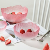 【創意好物】創意 日式 蓮霧粉 玻璃 水果沙拉碗 套裝 雪糕甜品碗 家用 客廳 水果盤
