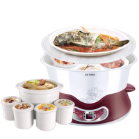 TONZE Multi Use 5 Porcelain Liner Soup Cooker With Steamer Family Ceramic Stew Pot Slow Cooker Electric