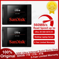 100% Original SanDisk SSD Ultra 3D SSD SATAIII Internal Solid State 250GB 500GB 1T 2T Hard Drive HD Disk 2.5 for Laptop Computer